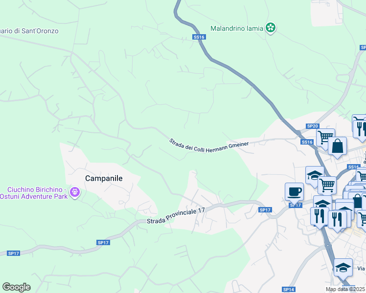 map of restaurants, bars, coffee shops, grocery stores, and more near in Province of Brindisi