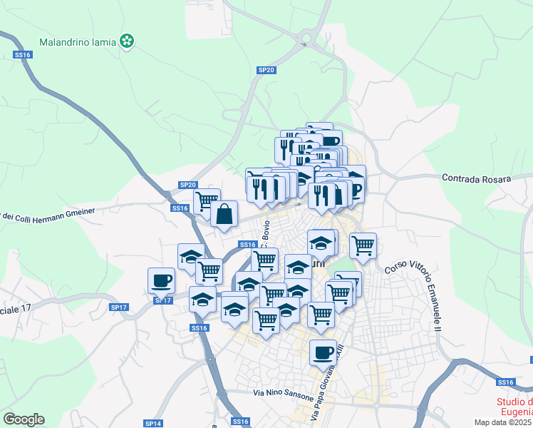 map of restaurants, bars, coffee shops, grocery stores, and more near 99 Corso Giuseppe Mazzini in Ostuni