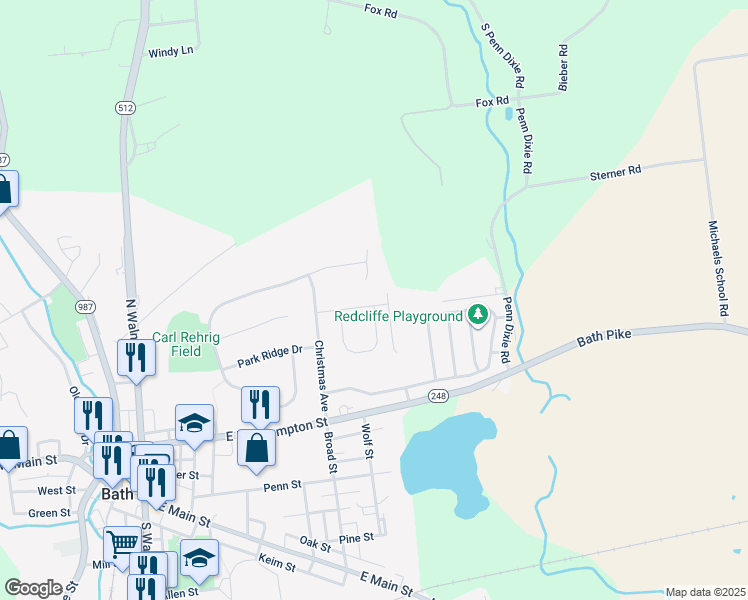 map of restaurants, bars, coffee shops, grocery stores, and more near 609 Independence Avenue in Bath