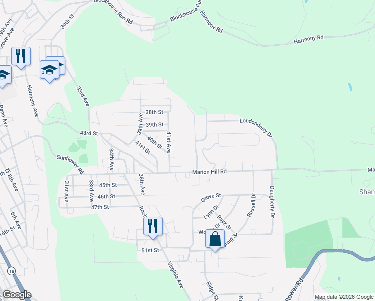 map of restaurants, bars, coffee shops, grocery stores, and more near 125 Hillcrest Drive in New Brighton