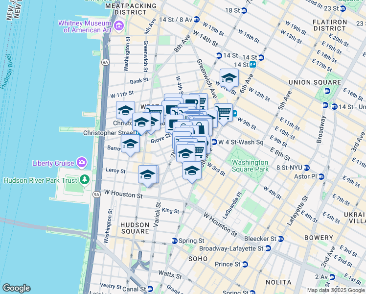 map of restaurants, bars, coffee shops, grocery stores, and more near in New York