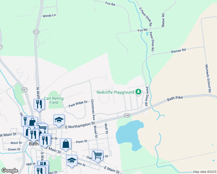 map of restaurants, bars, coffee shops, grocery stores, and more near 609 Independence Avenue in Bath
