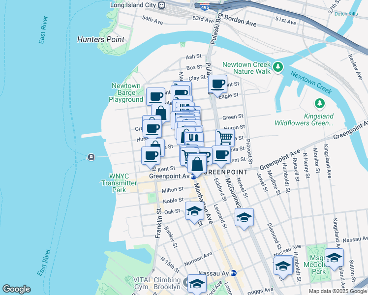 map of restaurants, bars, coffee shops, grocery stores, and more near in Brooklyn