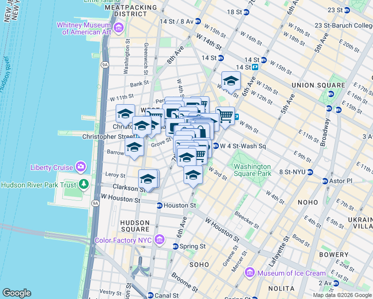 map of restaurants, bars, coffee shops, grocery stores, and more near in New York