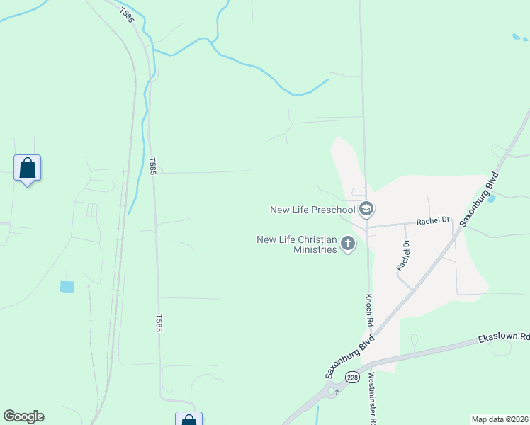 map of restaurants, bars, coffee shops, grocery stores, and more near 170 T585 in Saxonburg