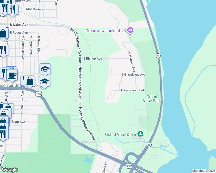 map of restaurants, bars, coffee shops, grocery stores, and more near 2219 East Reservoir Boulevard in Peoria