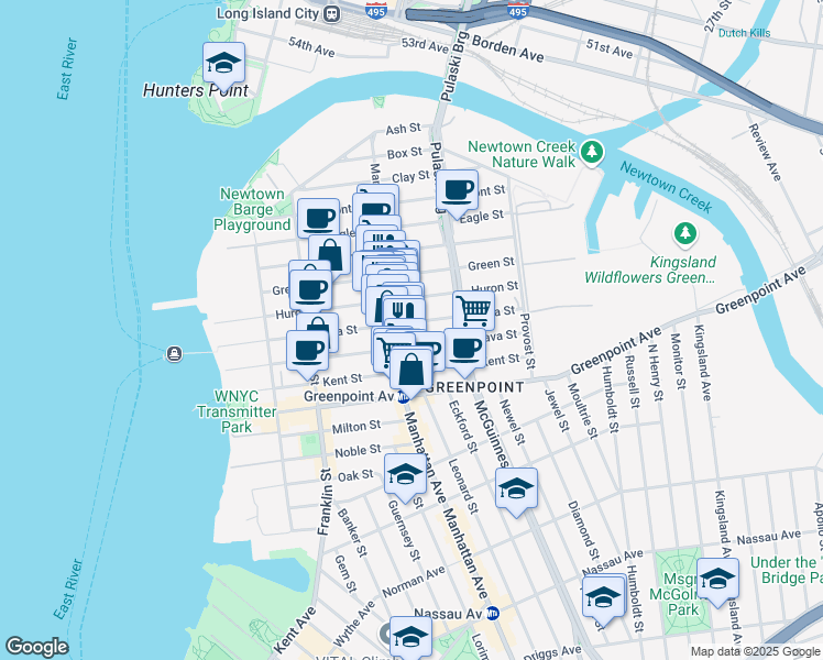 map of restaurants, bars, coffee shops, grocery stores, and more near in Brooklyn