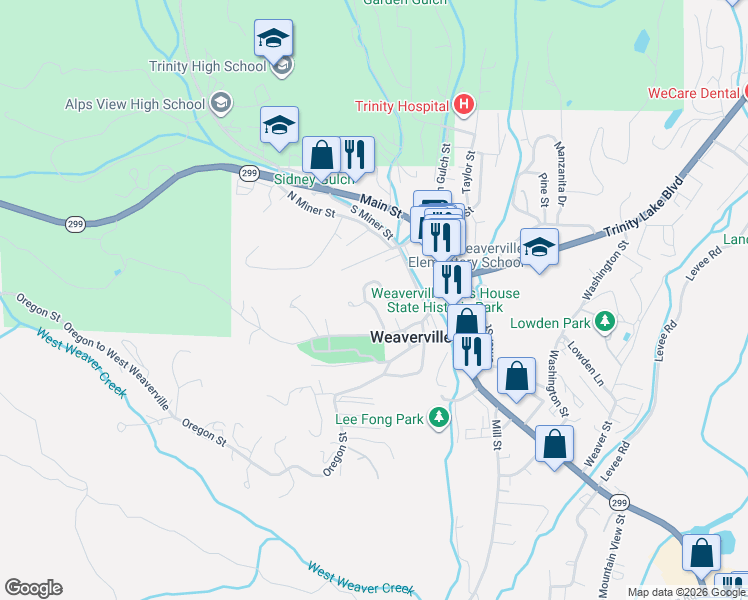 map of restaurants, bars, coffee shops, grocery stores, and more near 181 Hanover Street in Weaverville