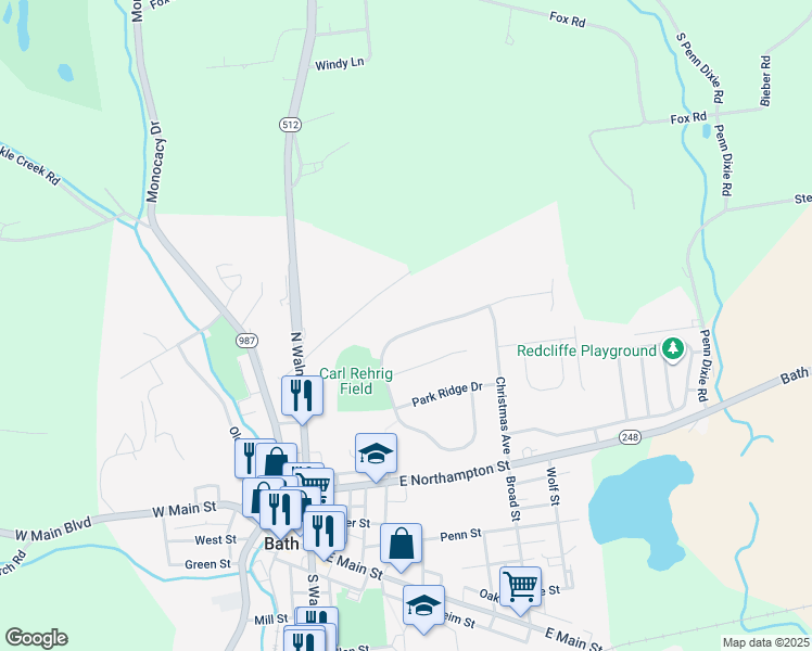map of restaurants, bars, coffee shops, grocery stores, and more near 310 Spyglass Hill Road in Bath