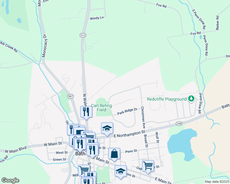 map of restaurants, bars, coffee shops, grocery stores, and more near 310 Spyglass Hill Road in Bath