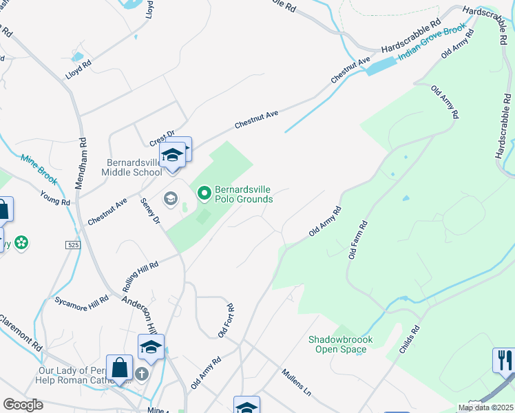 map of restaurants, bars, coffee shops, grocery stores, and more near 8 Spruce Place in Bernardsville