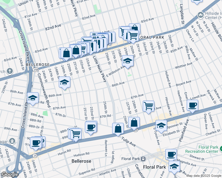map of restaurants, bars, coffee shops, grocery stores, and more near in Queens