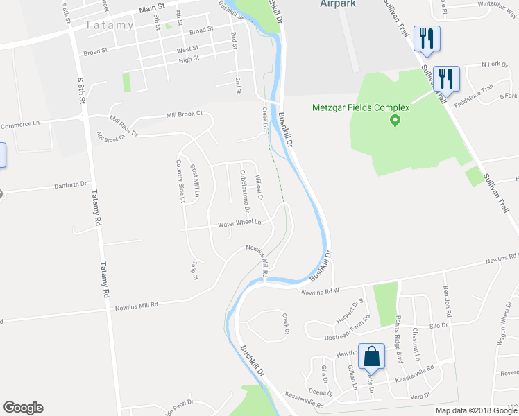 map of restaurants, bars, coffee shops, grocery stores, and more near 114 Willow Drive in Easton