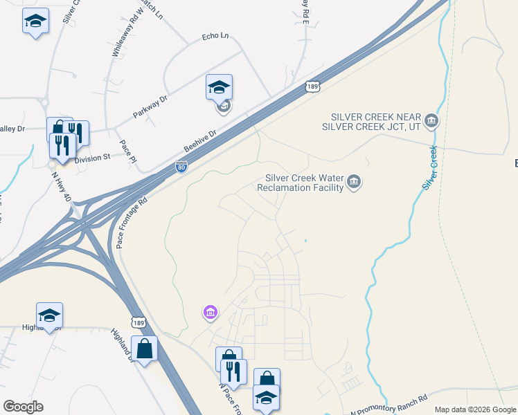 map of restaurants, bars, coffee shops, grocery stores, and more near 7076 Woods Rose Drive in Park City