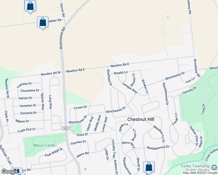 map of restaurants, bars, coffee shops, grocery stores, and more near 2866 Homestead Drive in Easton