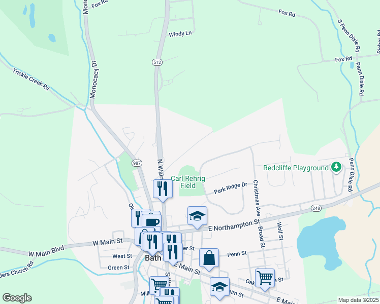 map of restaurants, bars, coffee shops, grocery stores, and more near 207 Sleepy Hollow Road in Bath