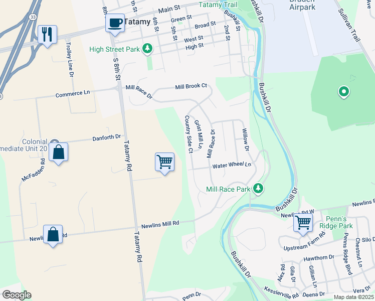 map of restaurants, bars, coffee shops, grocery stores, and more near in Palmer Township