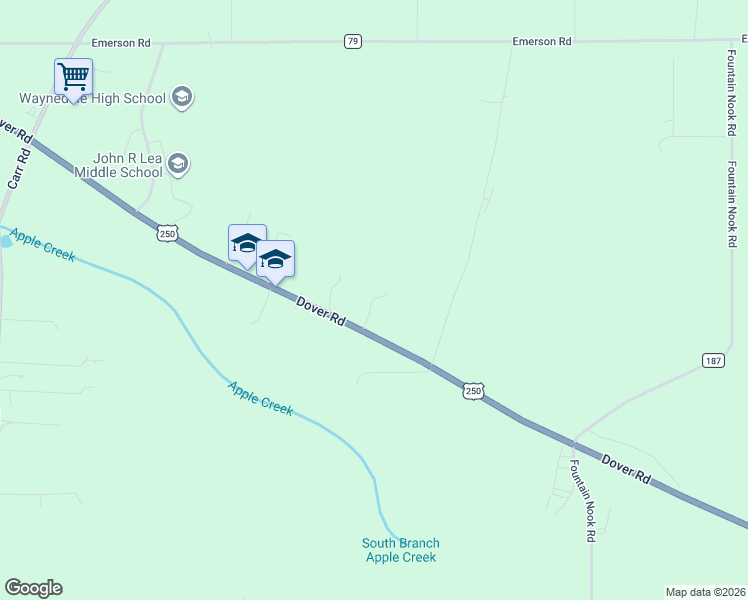 map of restaurants, bars, coffee shops, grocery stores, and more near 9650 Dover Rd in Apple Creek