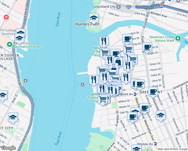 map of restaurants, bars, coffee shops, grocery stores, and more near 171 West Street in Brooklyn