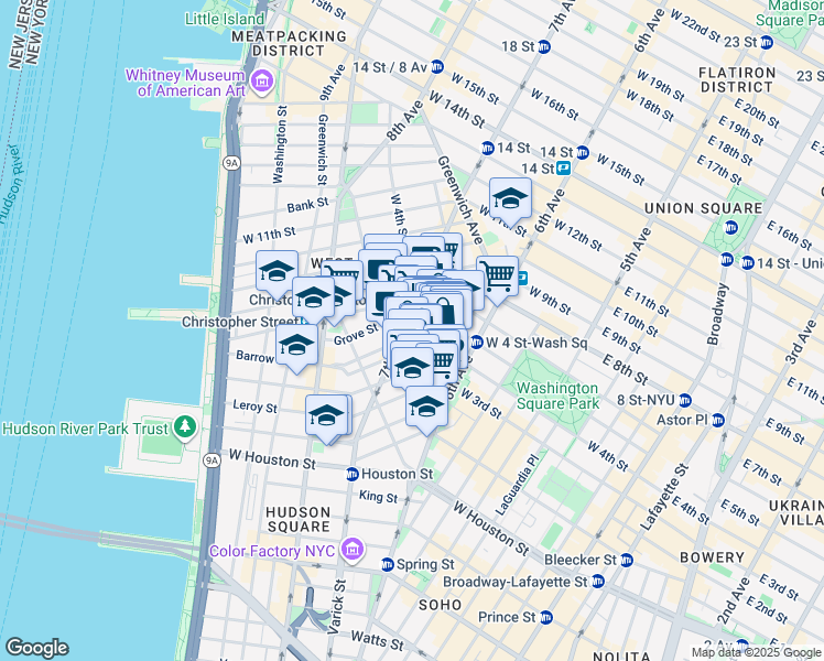 map of restaurants, bars, coffee shops, grocery stores, and more near in New York