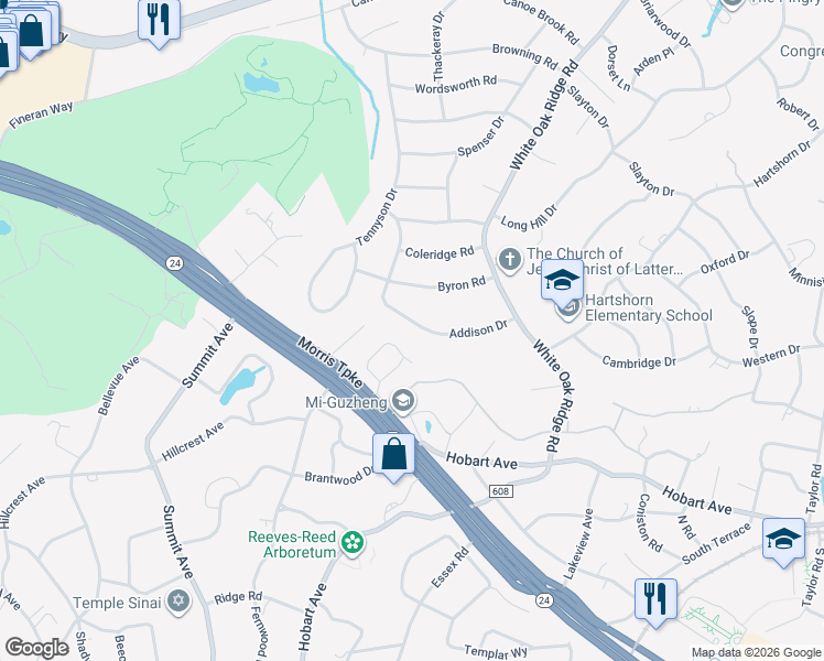 map of restaurants, bars, coffee shops, grocery stores, and more near 45 Addison Drive in Essex County