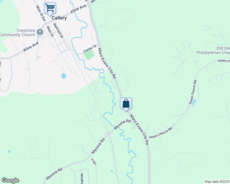 map of restaurants, bars, coffee shops, grocery stores, and more near 1260 Mars-Evans City Road in Evans City