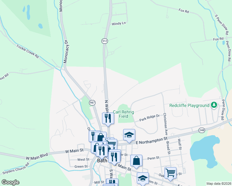 map of restaurants, bars, coffee shops, grocery stores, and more near 130 Sleepy Hollow Road in Bath