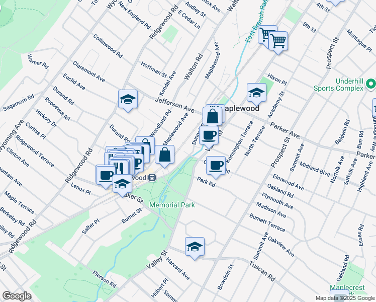 map of restaurants, bars, coffee shops, grocery stores, and more near 105 Dunnell Road in Maplewood