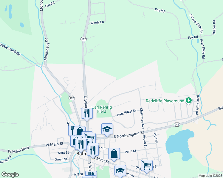 map of restaurants, bars, coffee shops, grocery stores, and more near 219 Sleepy Hollow Road in Bath