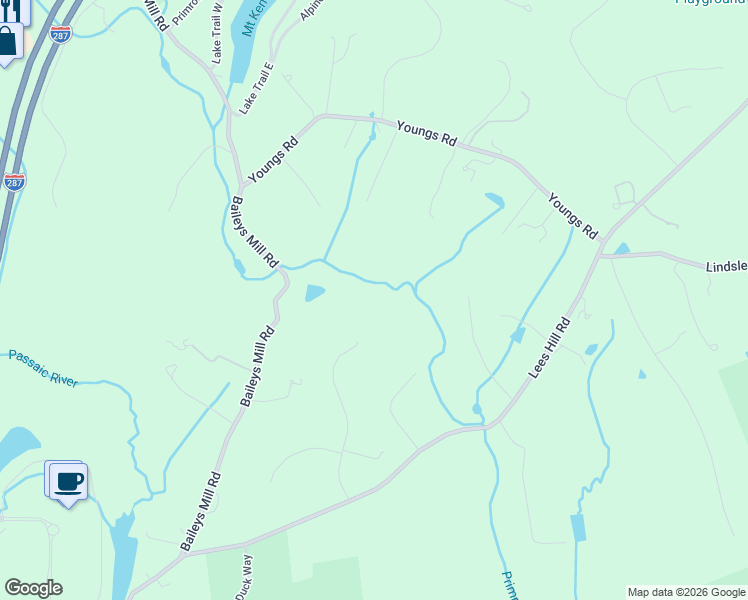 map of restaurants, bars, coffee shops, grocery stores, and more near 38 Sheepfield Farms Road in Basking Ridge
