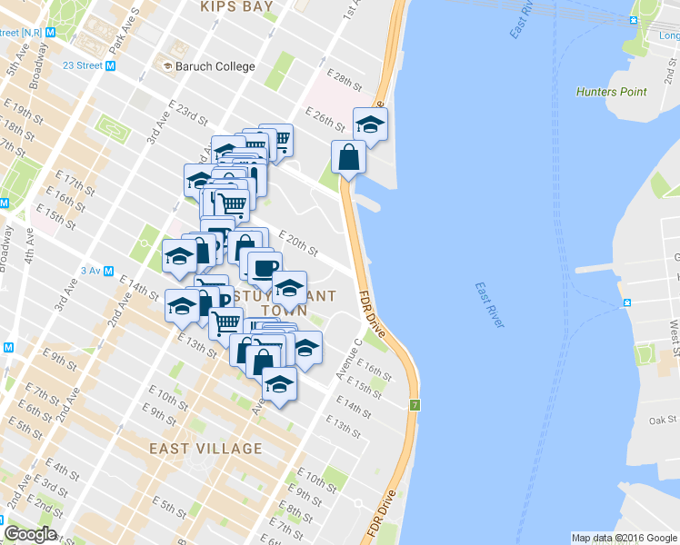 map of restaurants, bars, coffee shops, grocery stores, and more near 610 20th Street Loop in New York