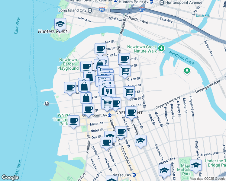 map of restaurants, bars, coffee shops, grocery stores, and more near in Brooklyn