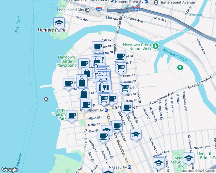 map of restaurants, bars, coffee shops, grocery stores, and more near in Brooklyn