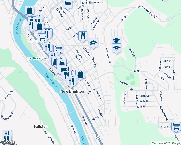 map of restaurants, bars, coffee shops, grocery stores, and more near 1218 8th Avenue in New Brighton
