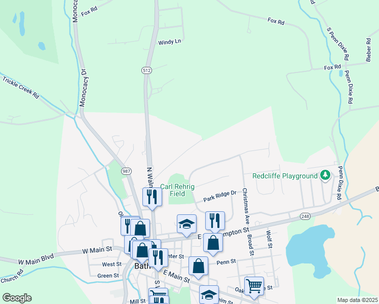 map of restaurants, bars, coffee shops, grocery stores, and more near 219 Sleepy Hollow Road in Bath