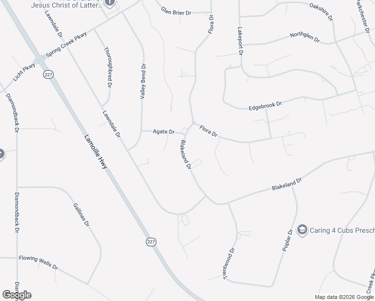 map of restaurants, bars, coffee shops, grocery stores, and more near 434 Blakeland Drive in Spring Creek