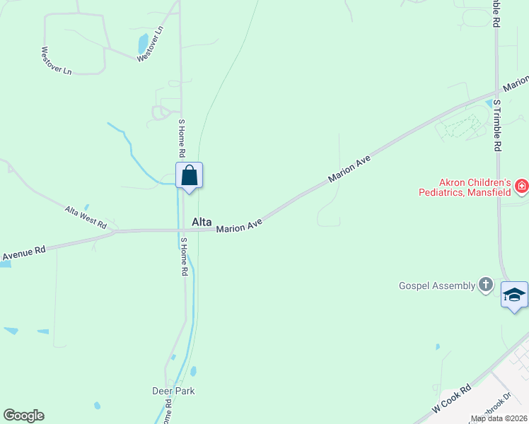 map of restaurants, bars, coffee shops, grocery stores, and more near 1474 Marion Avenue in Mansfield