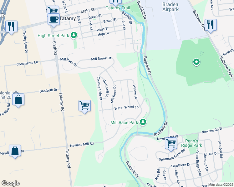 map of restaurants, bars, coffee shops, grocery stores, and more near 113 Mill Race Drive in Easton