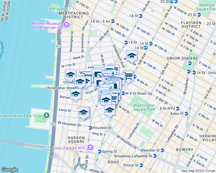 map of restaurants, bars, coffee shops, grocery stores, and more near in New York