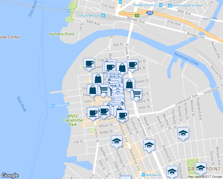 map of restaurants, bars, coffee shops, grocery stores, and more near in Brooklyn