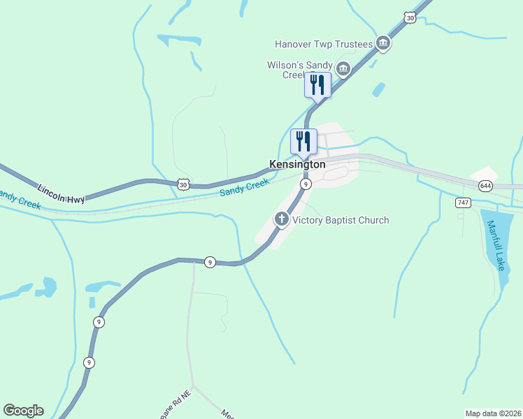 map of restaurants, bars, coffee shops, grocery stores, and more near 11335 Ohio 9 in Kensington