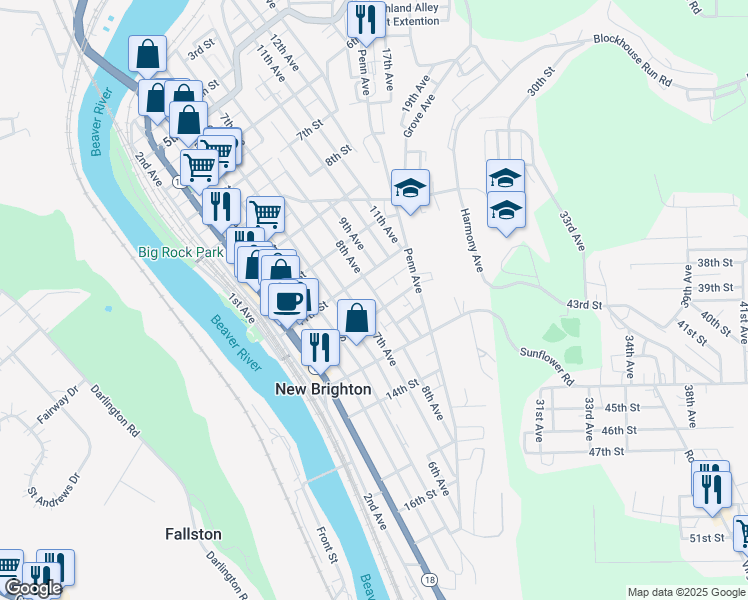map of restaurants, bars, coffee shops, grocery stores, and more near 1124 8th Avenue in New Brighton