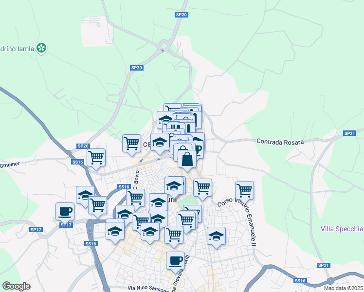 map of restaurants, bars, coffee shops, grocery stores, and more near 16 Via P. Vincenti in Ostuni