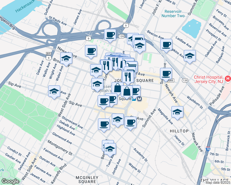 map of restaurants, bars, coffee shops, grocery stores, and more near 810 Pavonia Avenue in Jersey City