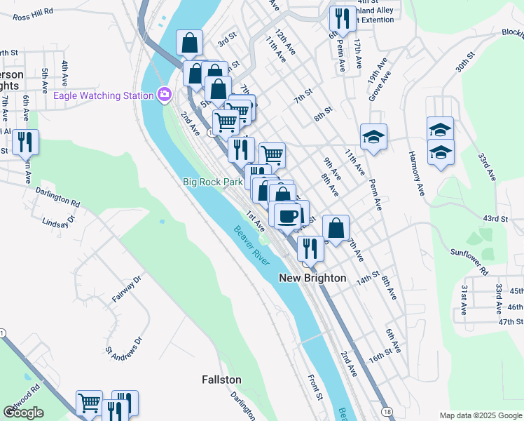 map of restaurants, bars, coffee shops, grocery stores, and more near 920 3rd Avenue in New Brighton