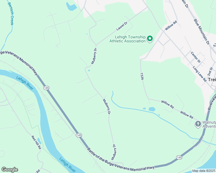 map of restaurants, bars, coffee shops, grocery stores, and more near 338 Mulberry Drive in Walnutport