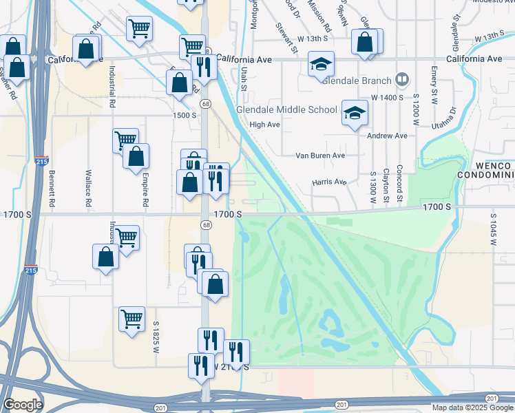 map of restaurants, bars, coffee shops, grocery stores, and more near West Snow Queen Place in Salt Lake City