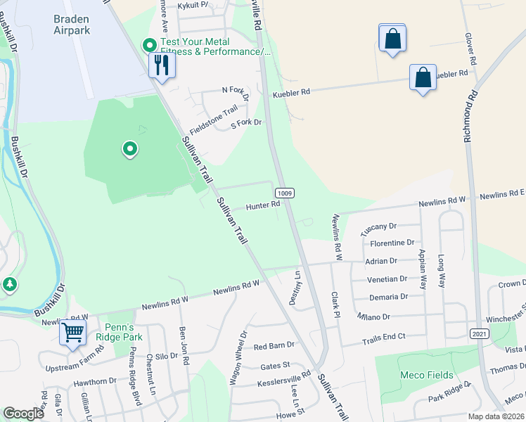 map of restaurants, bars, coffee shops, grocery stores, and more near 787 Hunter Road in Easton