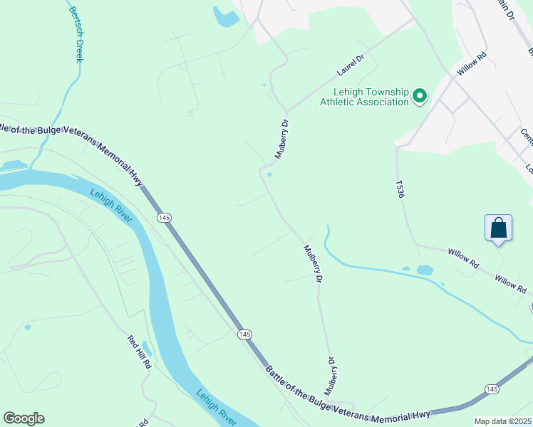map of restaurants, bars, coffee shops, grocery stores, and more near 345 Mulberry Drive in Walnutport