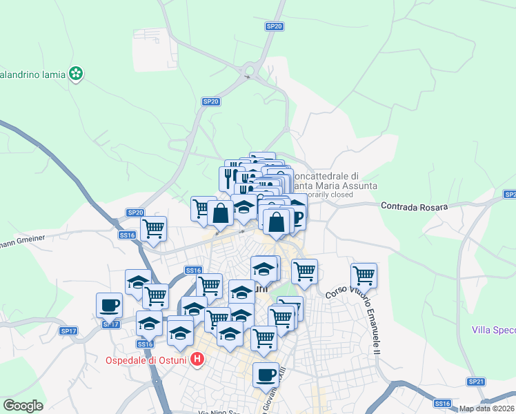 map of restaurants, bars, coffee shops, grocery stores, and more near in Ostuni